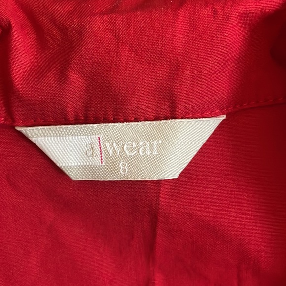 UK Red cotton retro short sleeve midi length wrap dress with collar Size S 6 - Picture 3 of 5